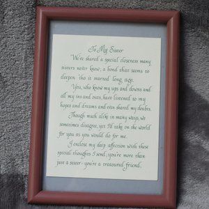 Vintage To My Sister Framed Poem